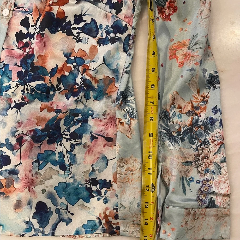 Floral Print Long Sleeve Button up Women's Casual Blouse Top Large NWT - Picture 9 of 12